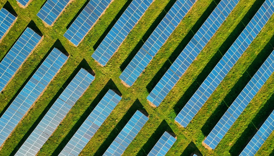 Photo of solar panels in a field in Bulgaria