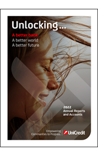 Cover of the document of 2022 Annual Reports and Accounts. A close up on a smiling woman face with cloded eyes and wind through her hair. Superimposed the following text: