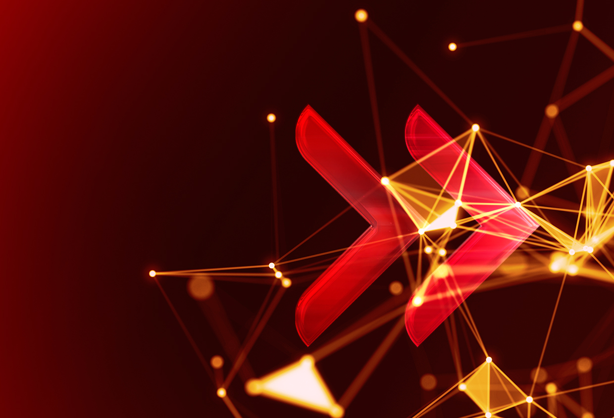 Warped and distorted grid on dark background