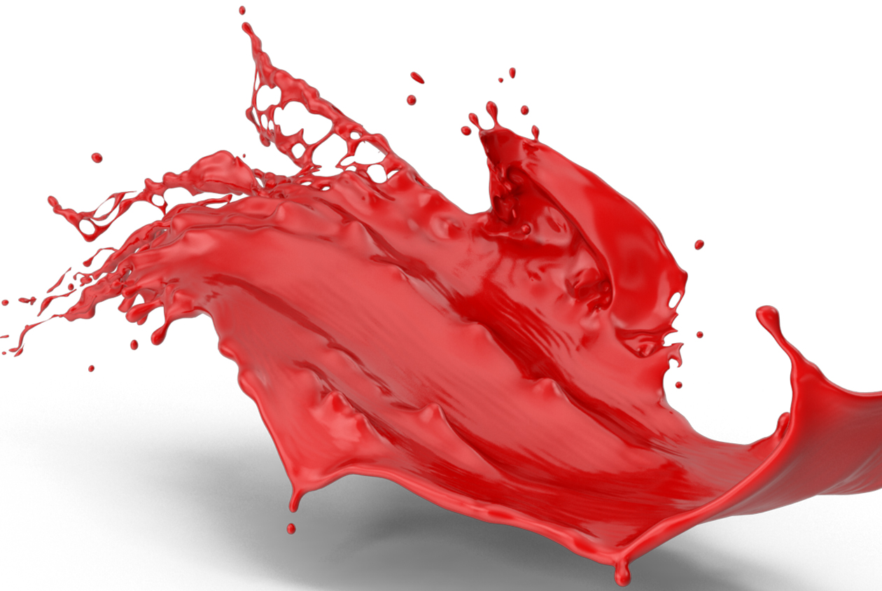 Schizzo di colore rosso su sfondo bianco